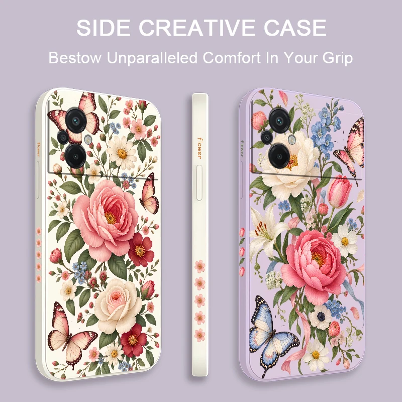 Flowers Butterflies Phone Case For Xiaomi Poco F8 Ultra F7 F6 F5 Pro F4 F3 Silicon Soft Drop Resistant Protective Cover carcasas