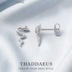 Ear Stud Snake Fine Jewerly For Women Vintage Gift In 925 Sterling Silver