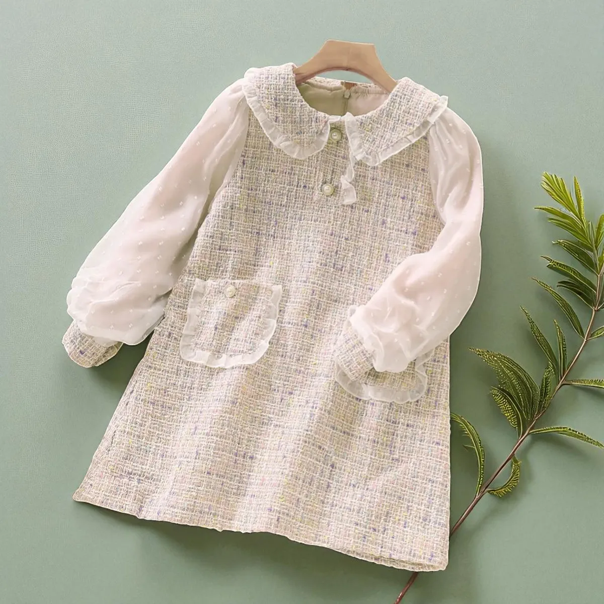 Flower Baby Girls Clothes Cute Lace Voile Wedding Birthday Party Princess Dresses Floral Embroidery Kids Dress Family Clothes