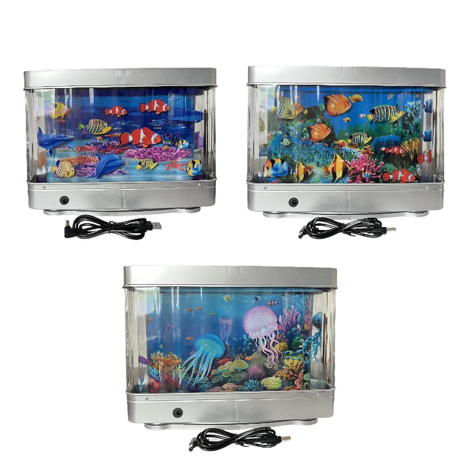 Tangki Ikan Buatan Lampu Malam LED Akuarium Palsu untuk Ruang Makan Kantor
