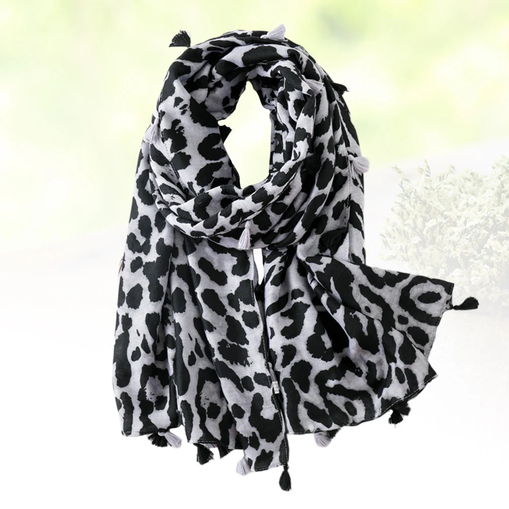 

Women Long Cotton Scarf Leopard Print Shawl All Seasons Gift Christmas Birthday Wedding Lightweight Comfortable