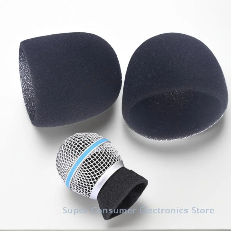 Foam Studio Windscreen Microphone Cover Protection Cap for Shure SM58 SLX24 PGX24 PG58 BETA58A, Available in 2/10Pcs view 3