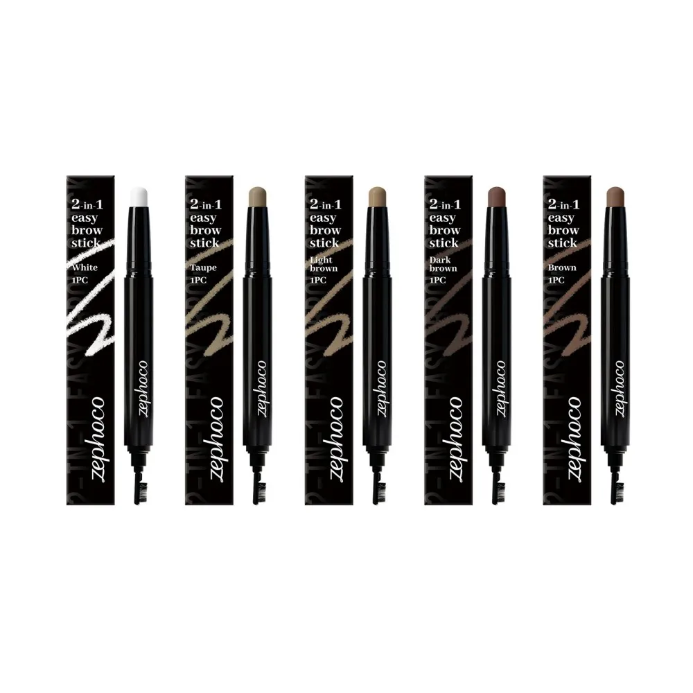 Zephoco 2 in 1 Easy Brown Stick Eyebrow Pencil 5 Colors Waterproof Long Lasting Smudge Proof Precise Brow Definer Makeup