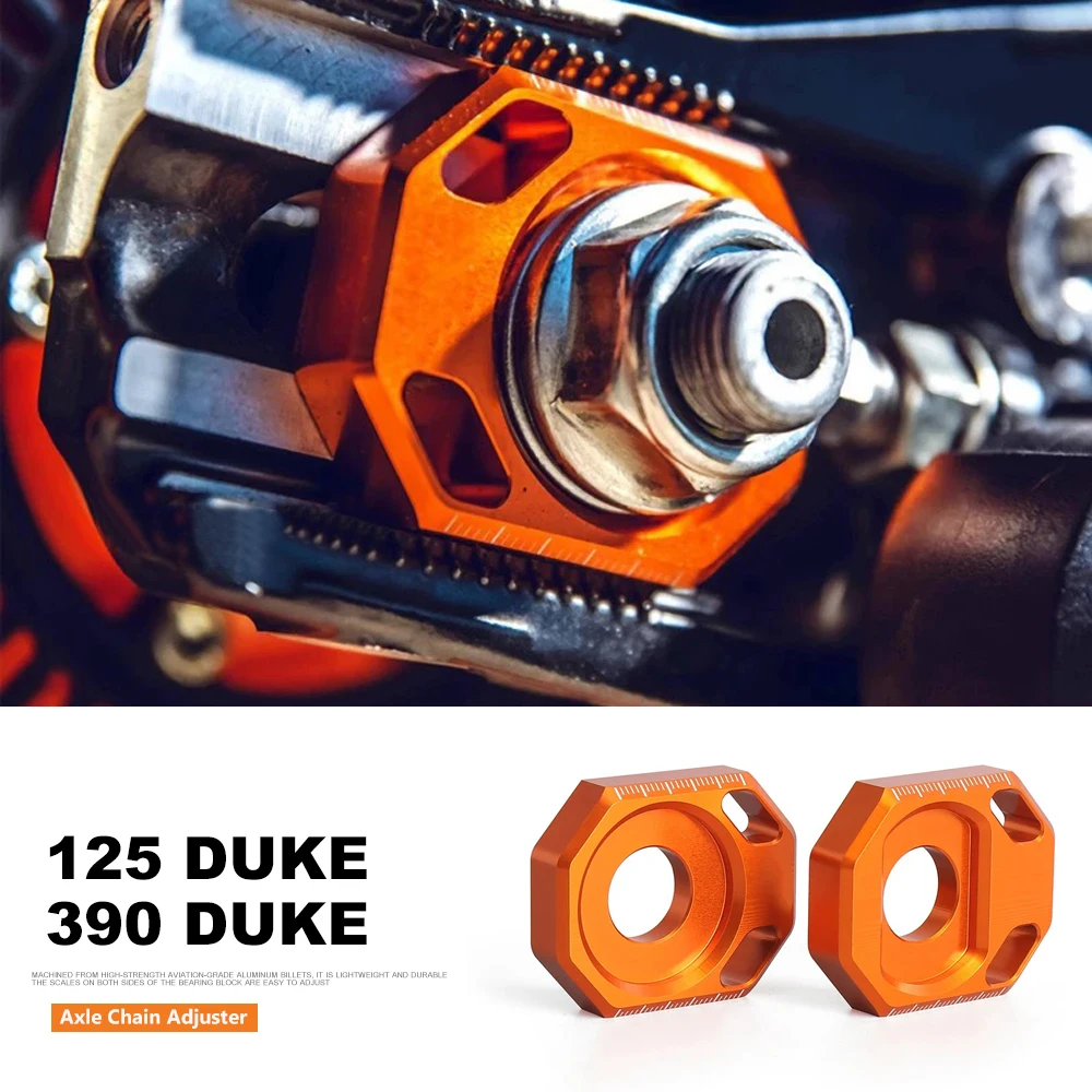 

For DUKE 390 125 390 Duke125 2024 2025 390 2025 Rear Chain Adjuster Axle Block Motorcycle Accessories Orange