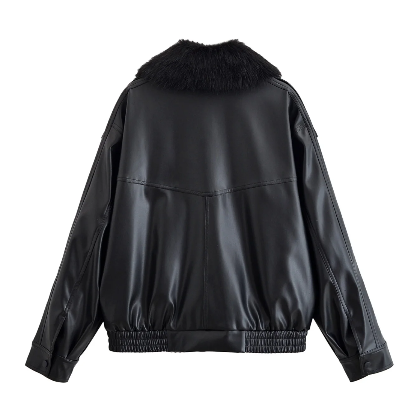 Chaqueta de piel sintética con cuello vuelto para mujer, abrigo de piel sintética de manga larga, chaquetas informales de moda para otoño