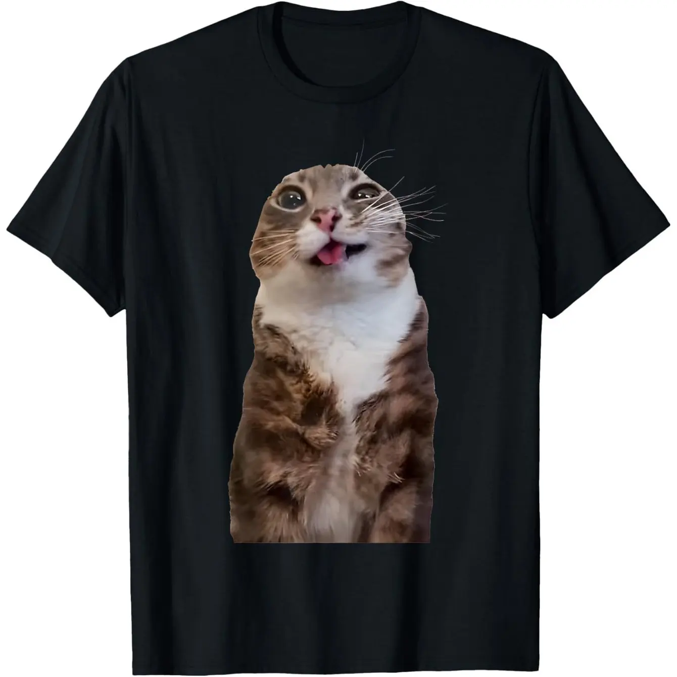 Humorous Rigby Cat T-Shirt for Men Sturdy 180Gsm Tee Featuring Tabby Cat Meme with Rigby'S Face Brown and White Tabby Cat Design