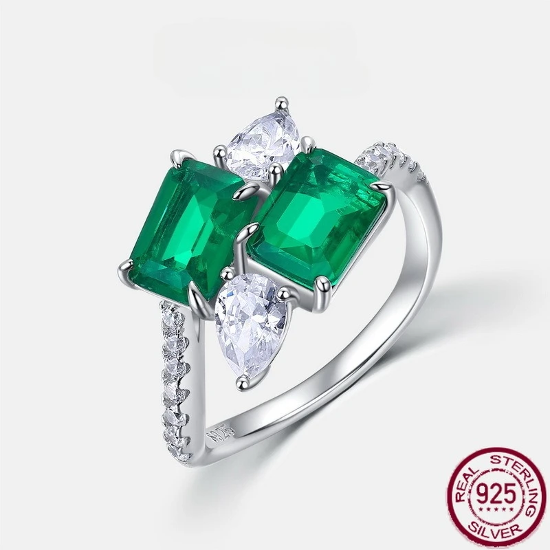 

Новый набор сокровищ из чистого серебра S925, светлый роскошный набор сокровищ, синтетическое зеленое кольцо сокровищами, свадебные украшения