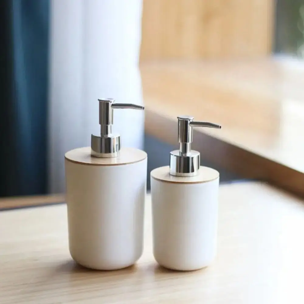 

Refillable Bamboo Soap Dispenser Hand Press Type Plastic Pump Liquid Soap Container Empty Portable Bath Lotion Pump Jar Shower