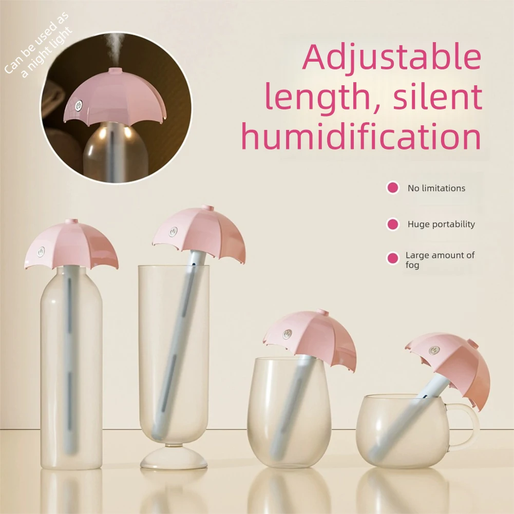 Umbrellas Shape Portable Mini Humidifier Stick Adjustable Telescopic Height Quiet Operation For Sleep And Work Nightstand Decor