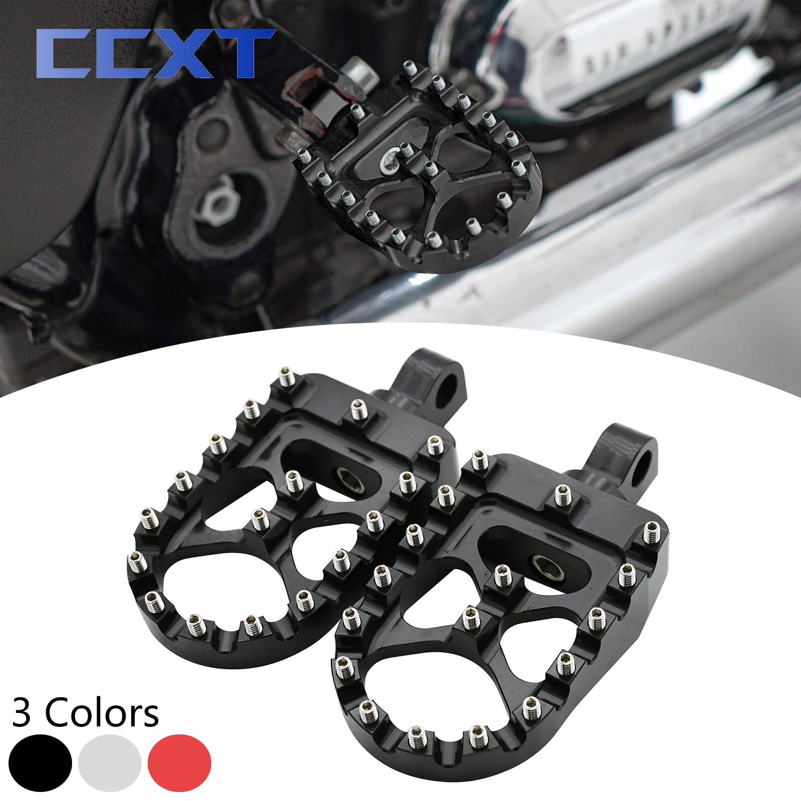 CNC Wide Fat Footpegs 360° Roating Foot Pegs For Sportster 883 Street Bob FXDB Harley Dyna Fat Bob FLSTF FXDF FLSTFB S 1990-2017