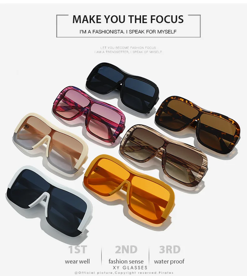JNPCXI Übergroße Sonnenbrille für Herren, Markendesigner, Pilotenstil, flache Oberseite, große Sonnenbrille, UV400, quadratische Sonnenbrille, Strandbrille – Detail 2