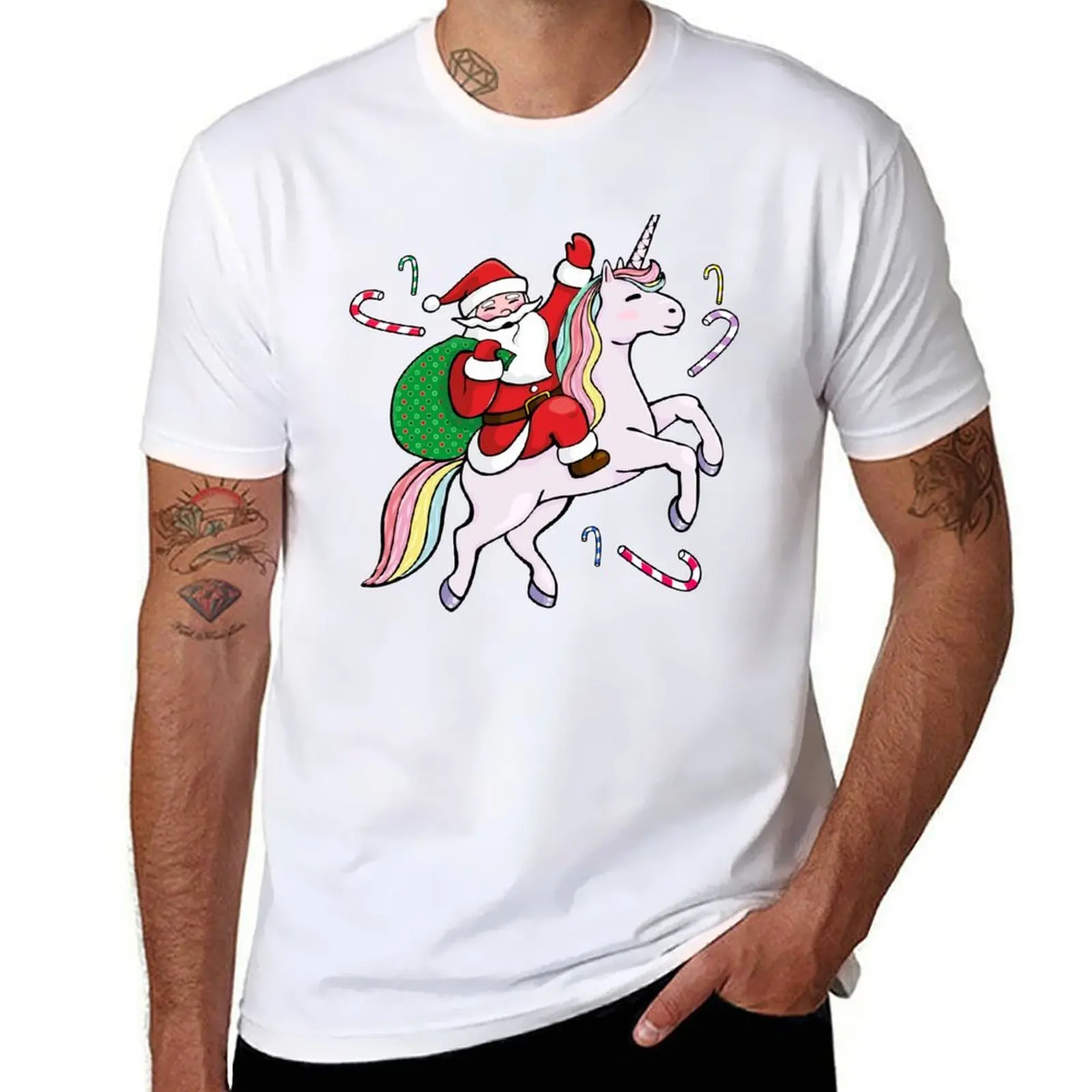 

Santa Riding a Unicorn T-Shirt Plus Size Lightweight Top