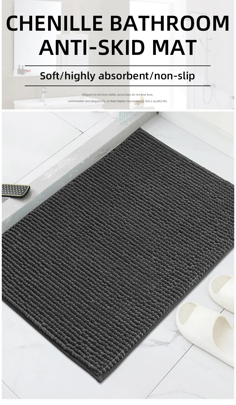 1 Stück Badezimmerteppich, ultraweicher und wasserabsorbierender, flauschiger Badvorleger, maschinenwaschbar, rutschfester Plüschteppich für Badewanne, Dusche – Detail 1