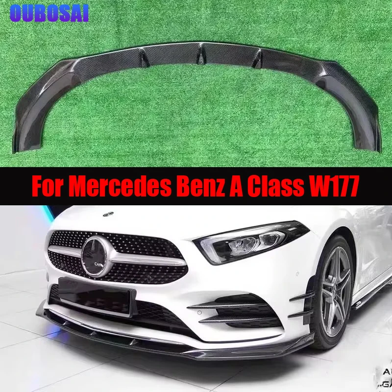 

For Mercedes Benz A Class W177 A35 A45 2019+ Carbon Fiber Car Front Bumper Lip Front lip Diffuser Front Chin Spoiler