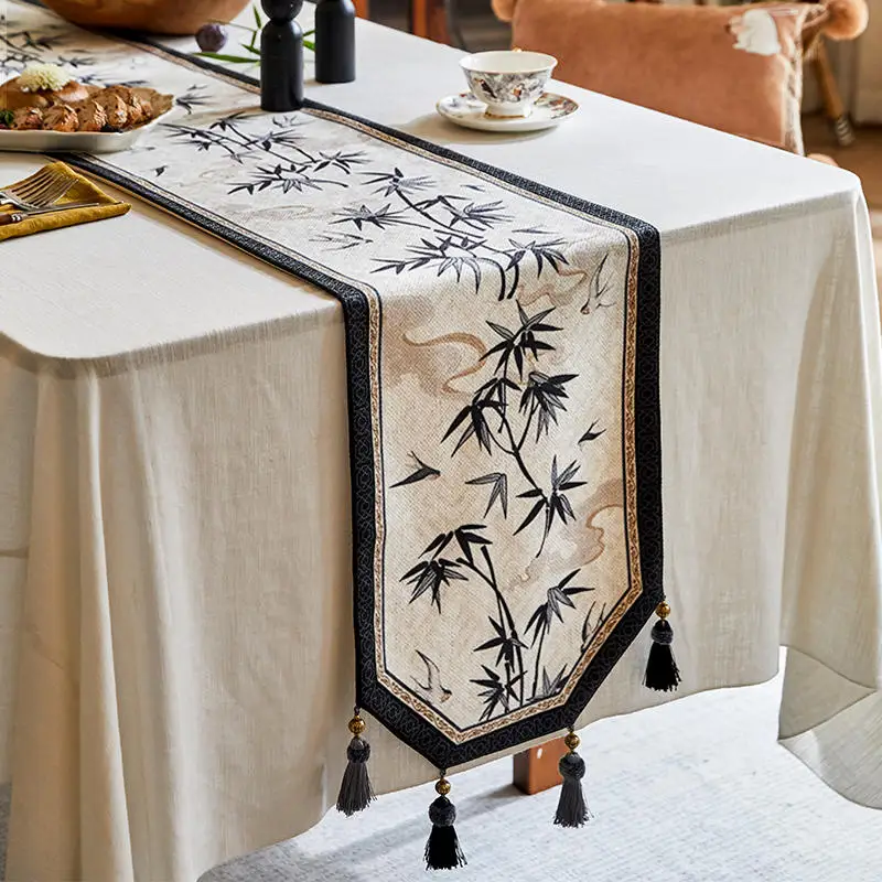 

Bamboo swallow table flag new vintage Chinese style high-end sense tablecloth dresser decoration table runner