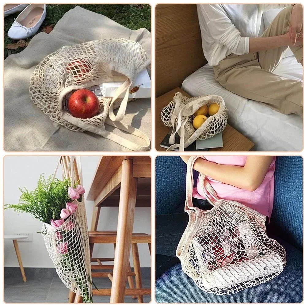 NEW 20 Colors Reusable Portable Net Bag Fruit Shopping Bags Vegetable Storage Eco-friendly Cotton foldable Mesh Bag for Shopping