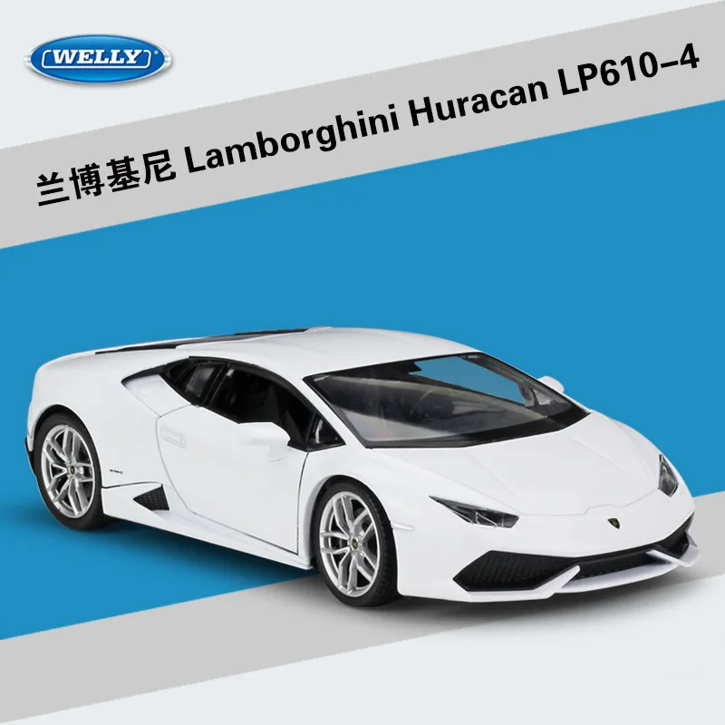 WELLY 1:24 Lamborghini Huracan LP610-4 Model Samochodu Sportowego, Odlewany, Symulacja Klasycznego Auta Zabawki, Metalowy Model Samochodu Ze Stopu Metali, Prezent Dla Chłopców B536