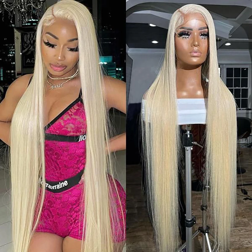 Hd Human Hair wig  Transparent Front Straight  613 Brazilian 34 Inch For Women 13x4 Hd Lace Frontal Wig