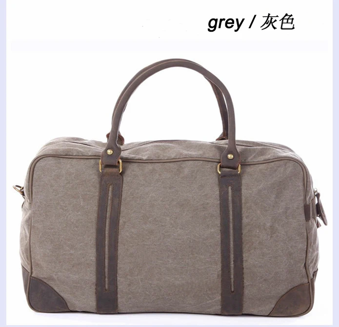 Vintage Military Canvas Leather Men Travel  Large Luggage Bags Weekend Duffel  Overnight  Tote Big