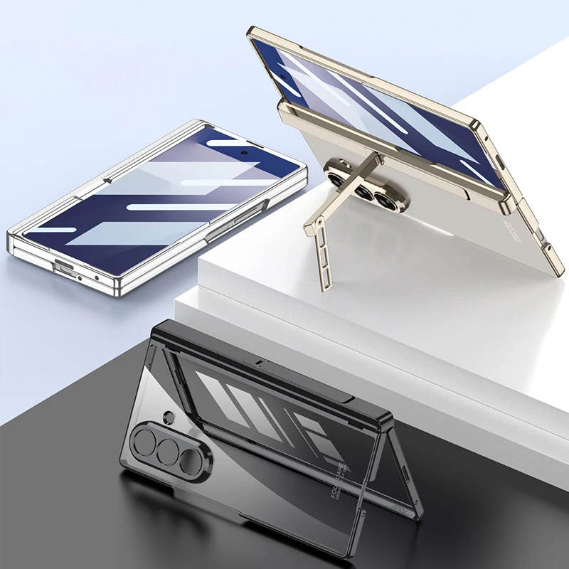 Чехол для телефона с магнитной петлей для Samsung Galaxy Z Fold 7, 6, стеклянный защитный кронштейн для экрана, противоударный чехол