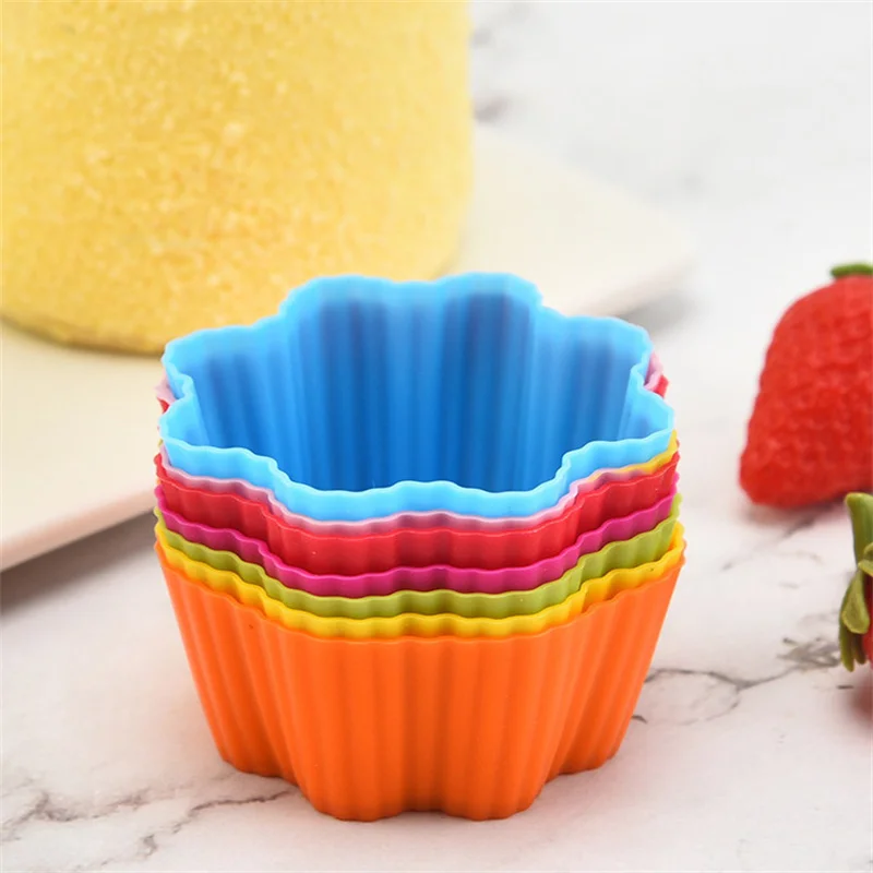 Flower Silicone Muffin Cake Cups Home Creative Baking Molds for Jelly Pudding Cake Cookie