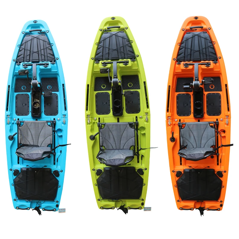 Single Seat 9ft Modular Fishing Kayak with Detachable Propeller Pedals Drive with Electric Motor 2 Sections 1 Person Ocean Boat