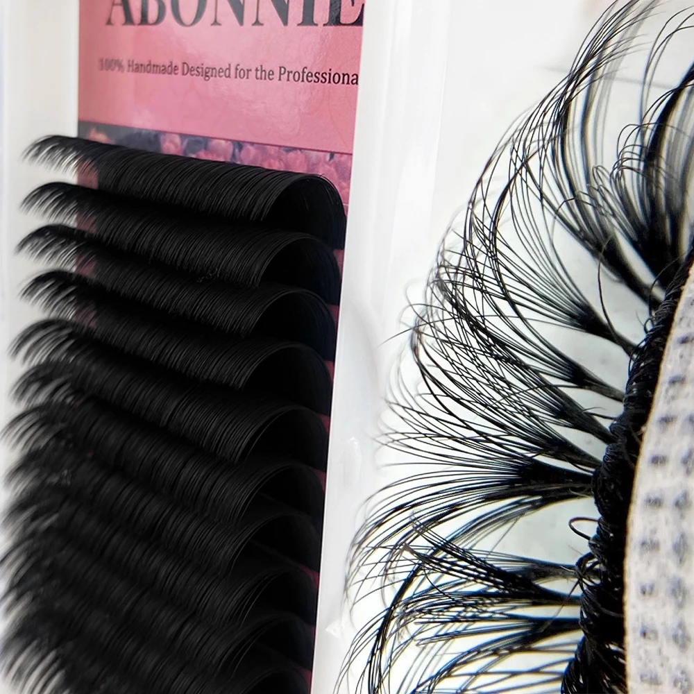 ABONNIE المخملية الكشمير ماتي سهلة مروحة جلدة سريع بلوم رمش ملحقات ذاتية صنع ميجا حجم المشجعين