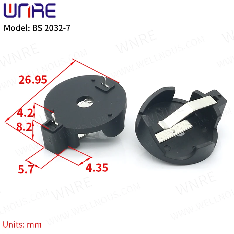 5Pcs BS 2032-7 BS Battery Holder Black Battery Storage Socket Connector Holder Case Box Coin Cell Button Cell Battery Socket