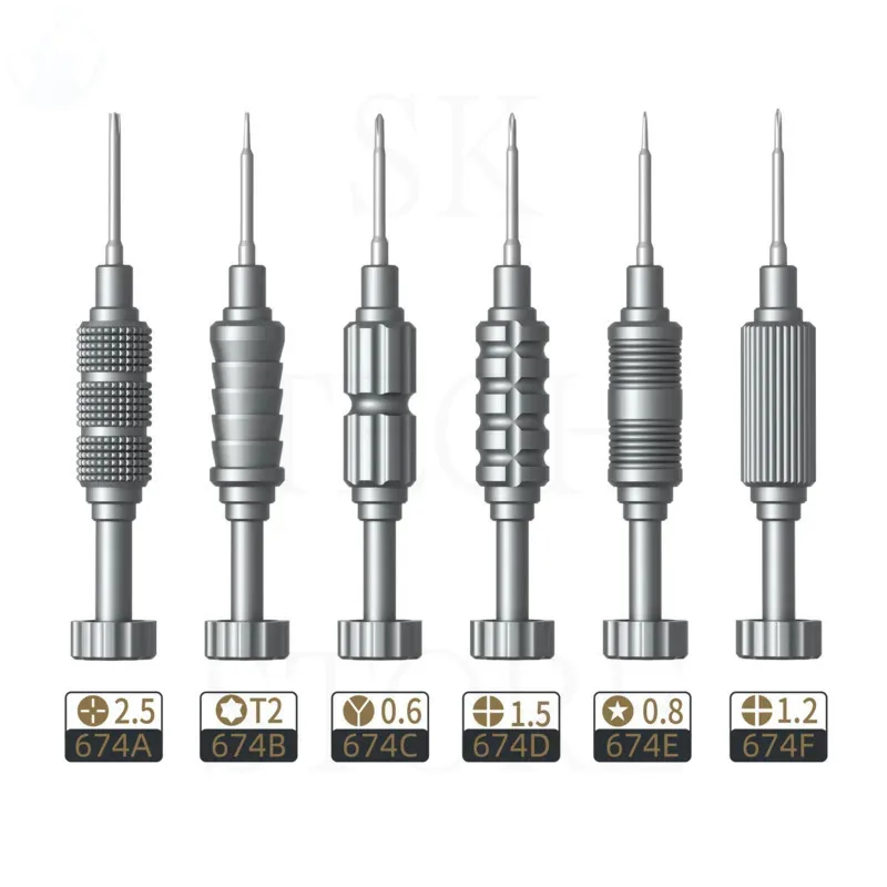 Kit de destornilladores de alta dureza TE-674, Cruz convexa Torx T2 Y0.6 Pentalobe Phillips para teléfono, reloj, tableta, herramienta de apertura de reparación