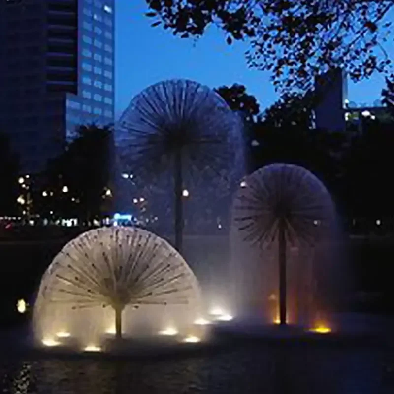for Dandelion Pond Fountain Stainless Steel Garden Water Feature Outdoor Small Yard Park Villa Landscape Decor Bird Bath