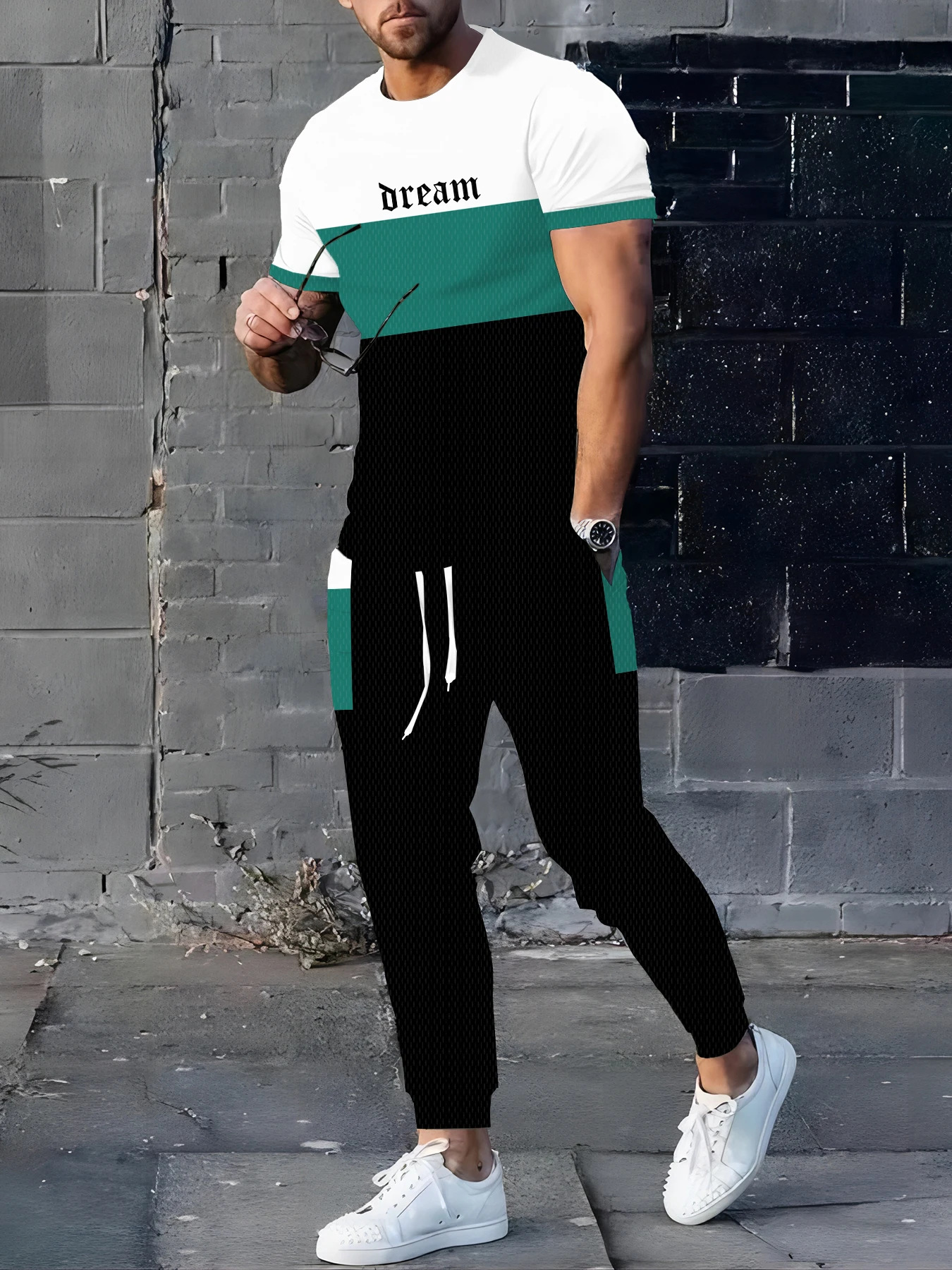 

Outdoor Street Casual Fashion Men's Autumn Long Pants Set, Simple Letter Printed Casual Men's Round-neck Top And Long Pants