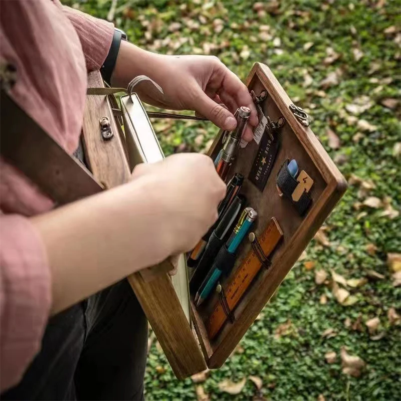 Multipurpose Artist Tools And Brush Storage Box Writer Messenger Wooden Box Vintage Woodwork Handmade Tote Messenger Briefcase