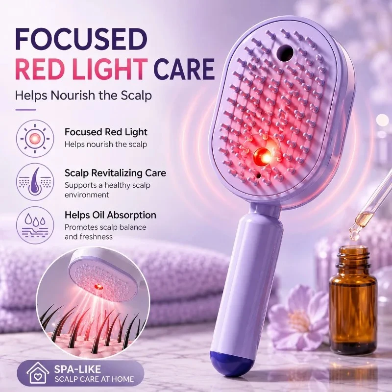 Electric Spray Comb 3 in 1 Anti-static Massage Essential Oil Atomization Hair Care Comb Telescopic Comb Teeth Fluffy Care Comb