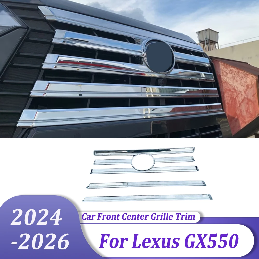 

Chrome Front Center Grille Cover Strip Racing Grill Strips Trim Car Sticker Exterior Accessories For Lexus GX550 2024 2025 2026