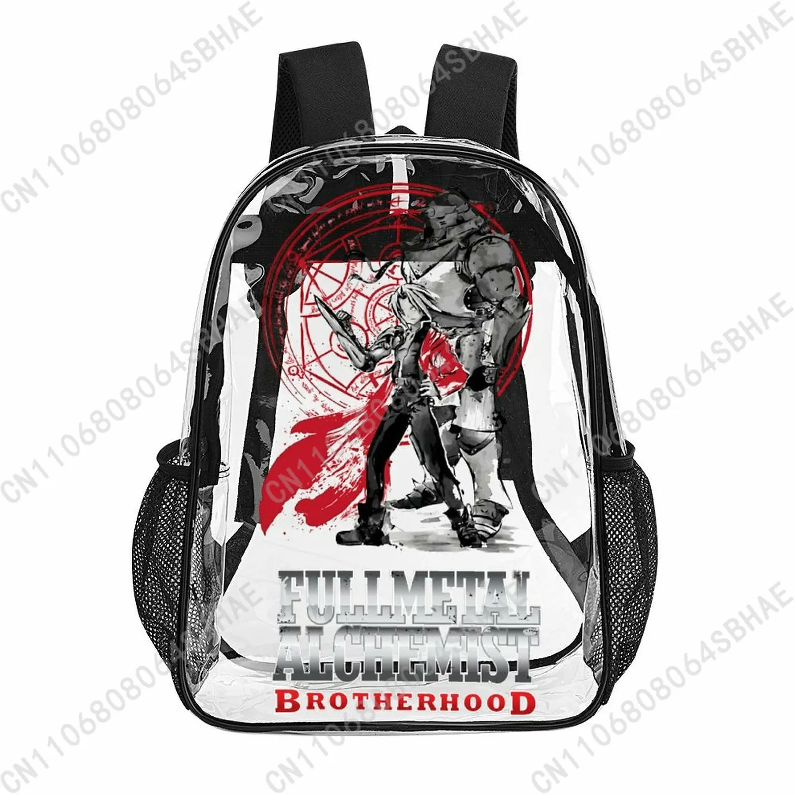 

Fullmetal Alchemist Trendy 17 Inch Clear Backpack for Teenage Girls Boys Personalized Name Transparent School Bag Cool PVC Gifts