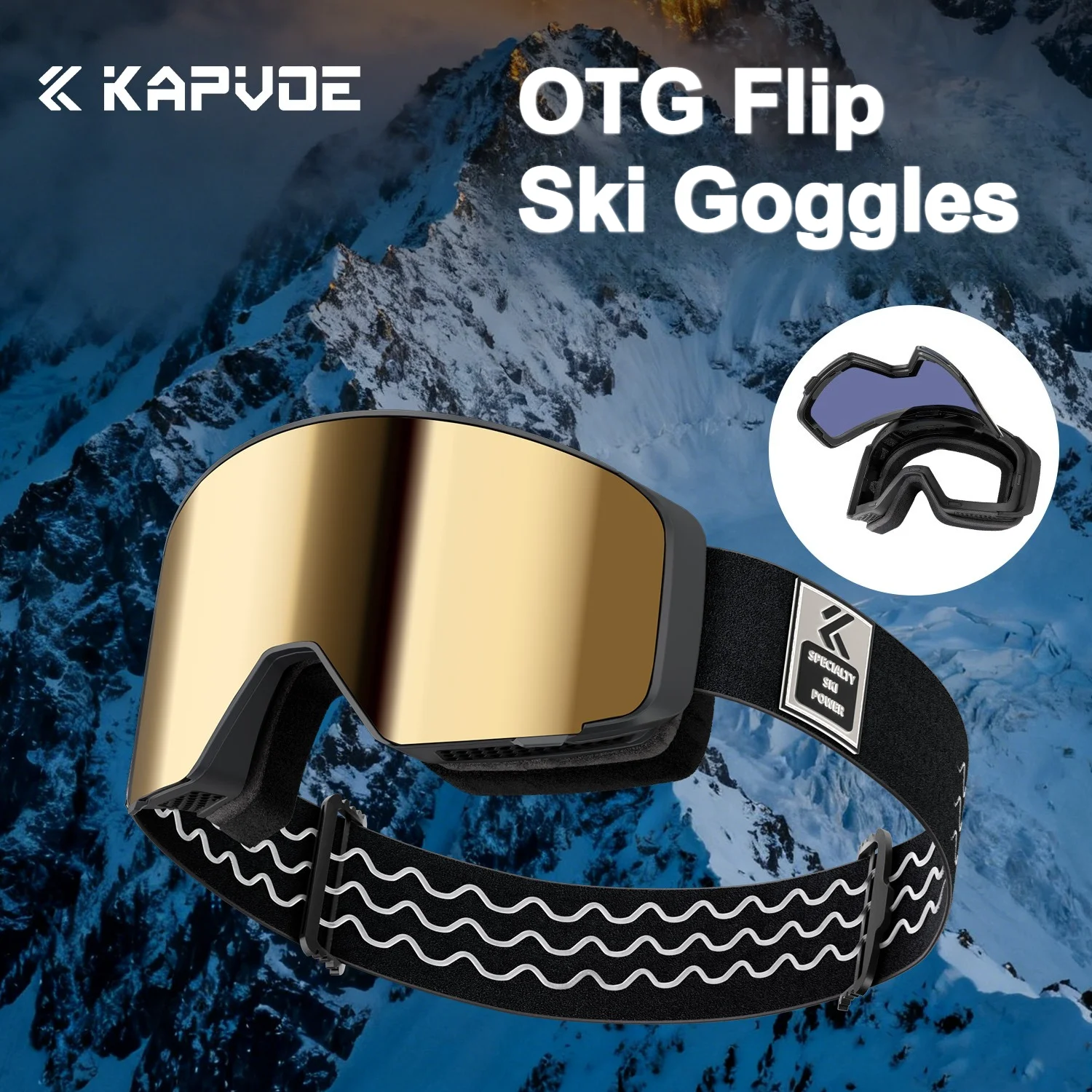 Kapvoe OTG نظارات التزلج الوجه اللونية نظارات الثلوج على الجليد مكافحة الضباب الرجال النساء نظارات UV400 نظارات الثلج الشتاء #2