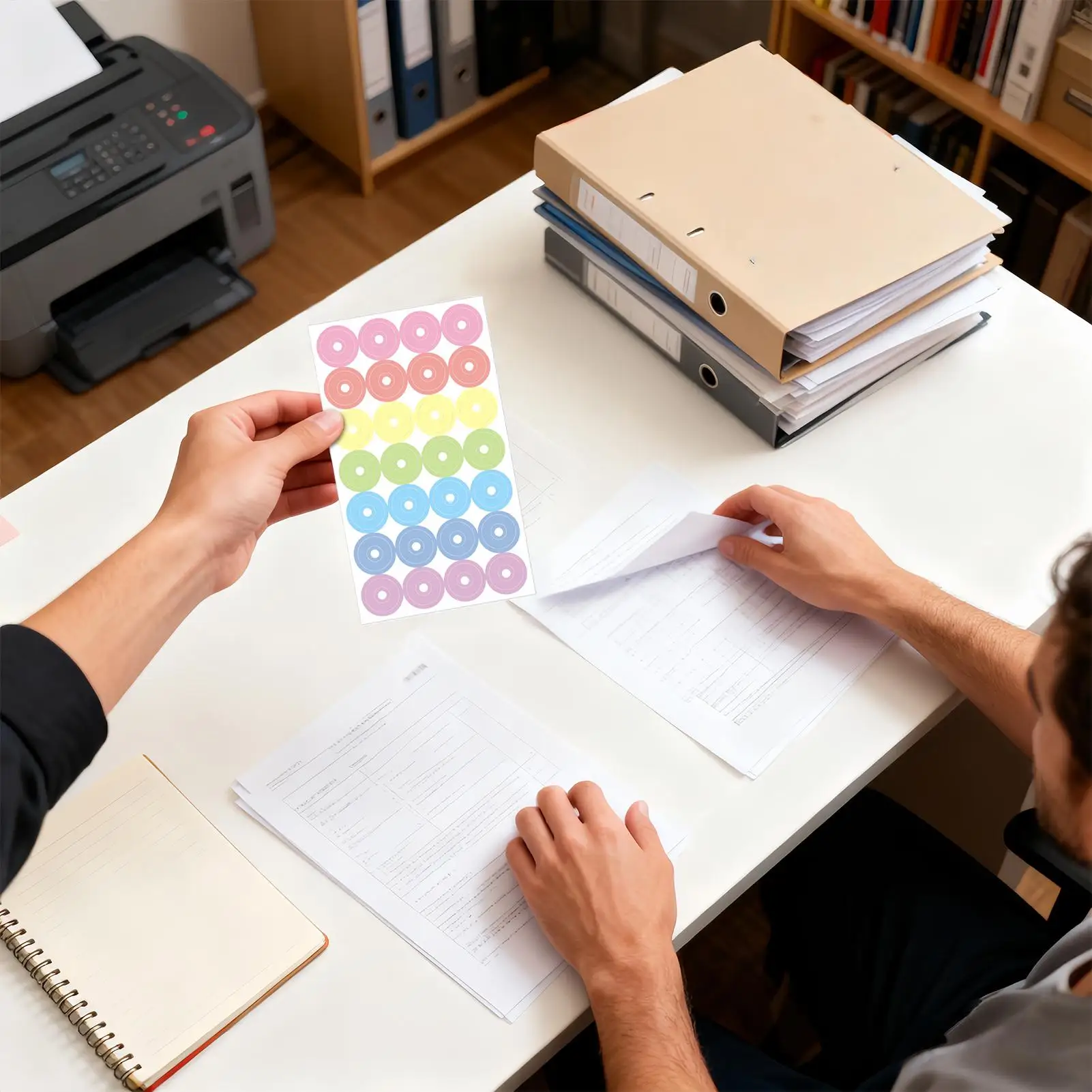 Binder-Loch-Aufkleber, runde, klebrige Verstärker, selbstklebende Lochschutz für Papier zum Zeichnen, lose Notizen, Paketbuch