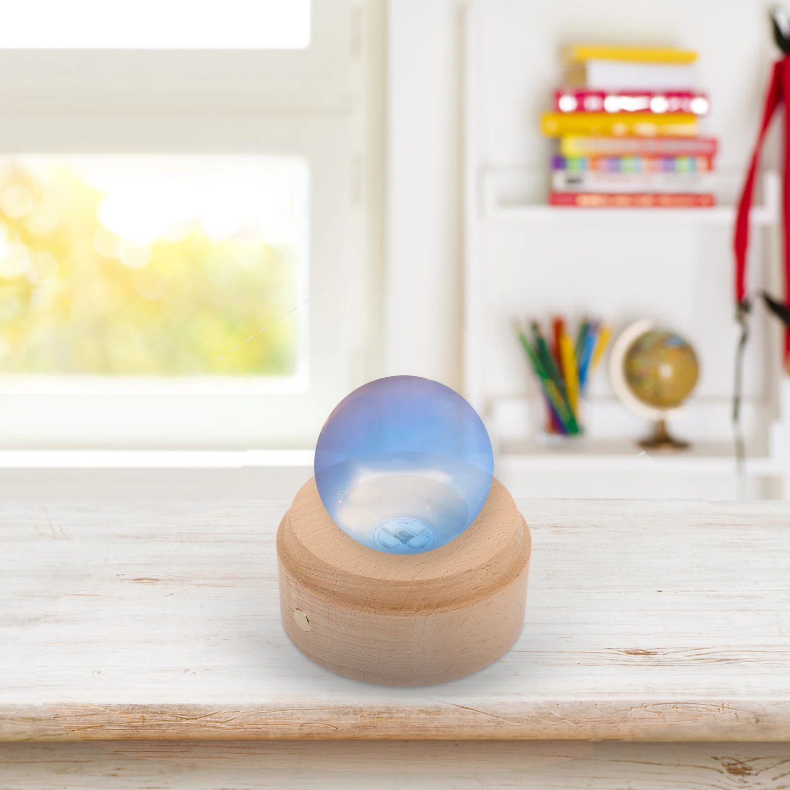 

LED Wood Light Base Natural Wood Crystal Ball Stand Display Base Portable Easy Install Crystal Ball Stand Crystals Glass Art
