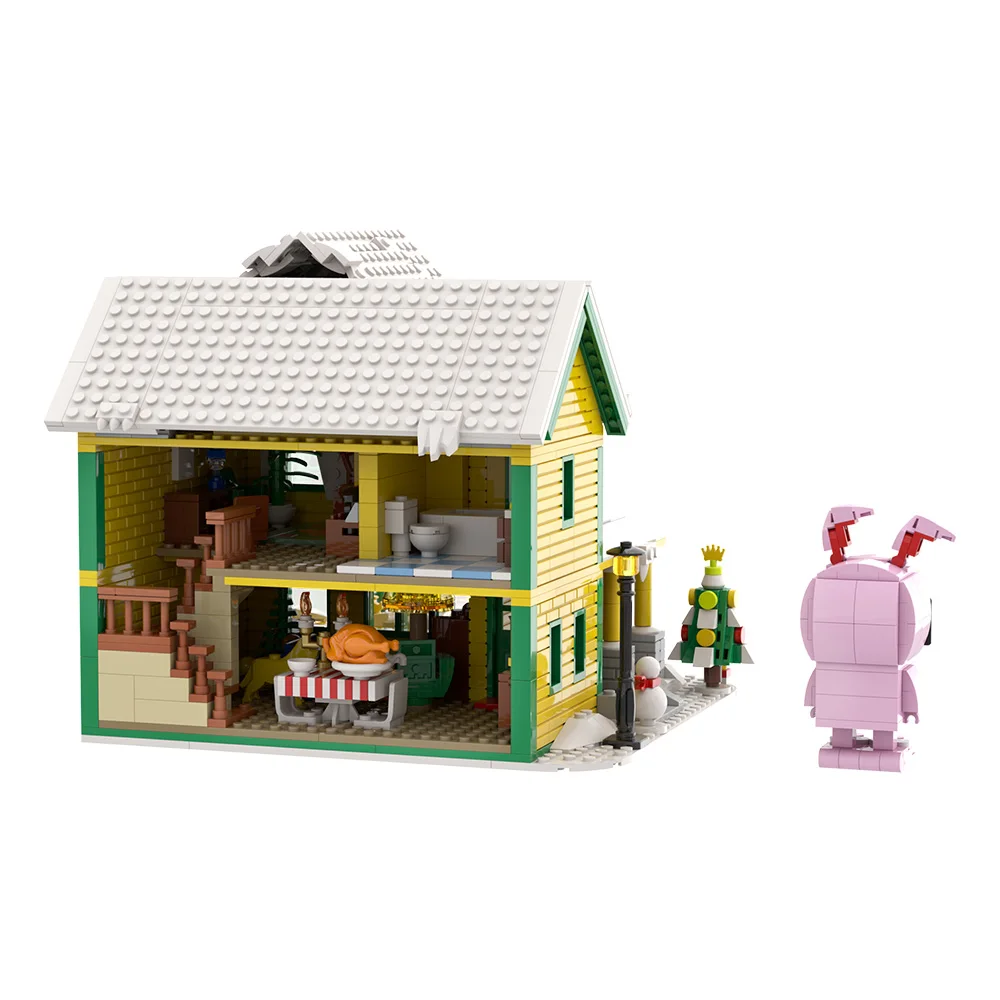 MOC A Christmas Story (1983) Building Blocks ภาพยนตร์ A Christmas Story House สถาปัตยกรรมอิฐประกอบของเล่นเด็ก DIY ของขวัญ