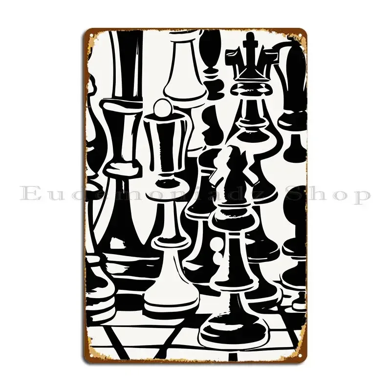 Minimalistic Chess Metal Sign Vintage Wall Decor Rusty Design Customize  Tin Sign Poster