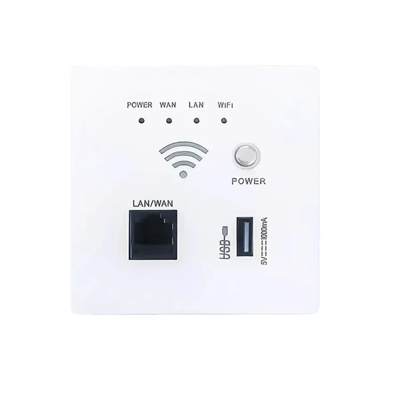 

2025 Trend 300Mbps 2.4Ghz WIFI Router Wireless Wifi Socket RJ45 AP Relay Smart USB Socket Panel Embedded Wall WIFI Router A