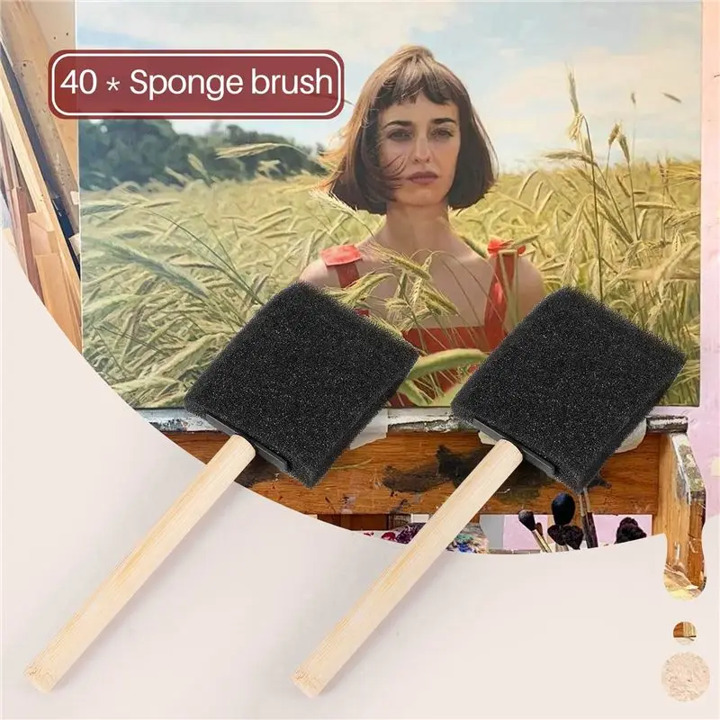 2 Inch Foam Sponge Wood Handle Paint Brush Set (Value Pack Of 200) - Lightweight, Durable And Great For Acrylics-[LUCK 9]