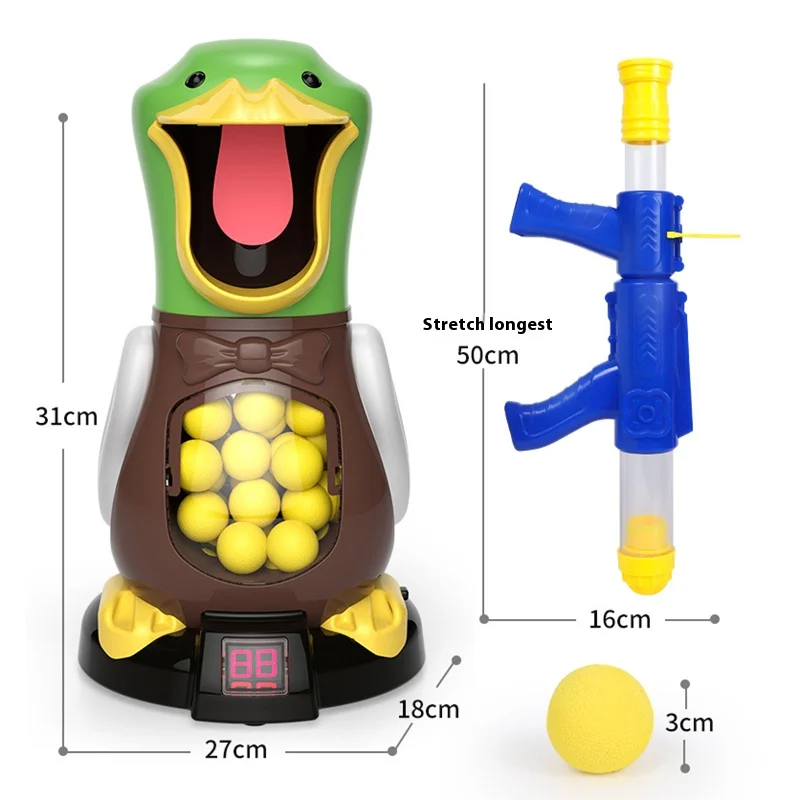 Hungry Shooting Duck Toys 98K Pistol Air-powered Gun Soft Bullet Ball Scoring Battle Games With Light Can Walk Gun Kids Gifts