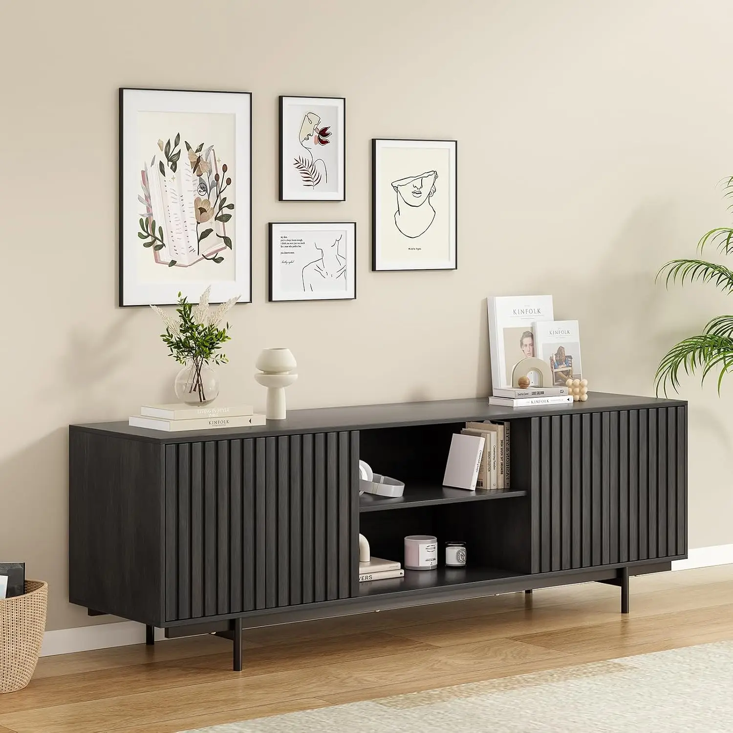 Mid Century Modern TV Stand for 75