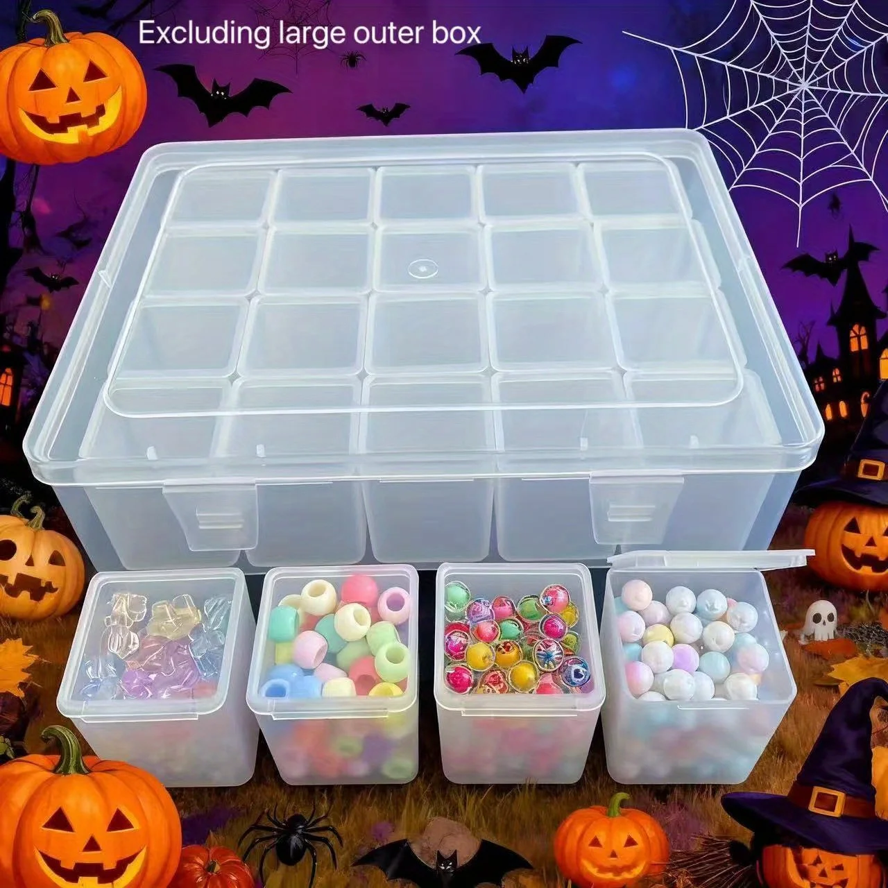 Bead Storage Box with 20 Compartments and a Large Outer Boxss, a Plastic Boxs with a Hinged Lid, Perfect for Storing Beads Tool