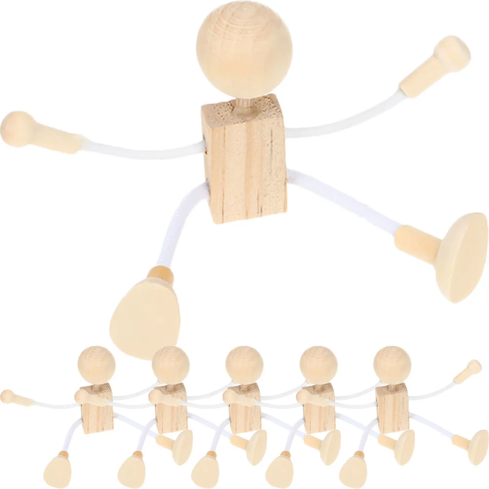 6 Pcs Wooden Cartoon Toy Small DIY Dolls Unfinished Toys House Embellishments Figures Model Delicate Playthings