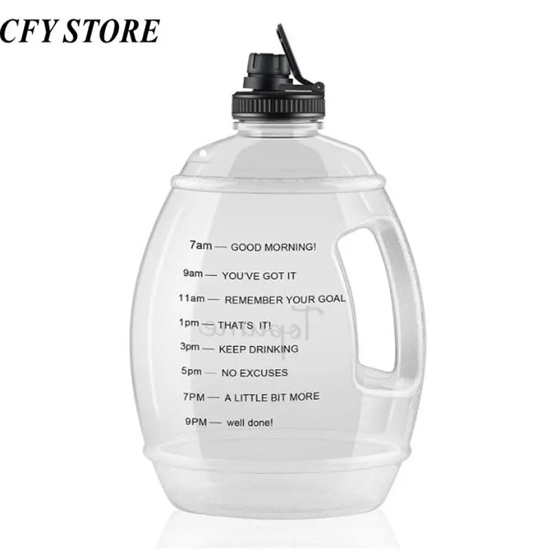 3.78L Large Capacity Sports Water Bottle with Time Mark Fitness Ton Ton Bucket Outdoor Climbing Milk Water Bottle Drinkware