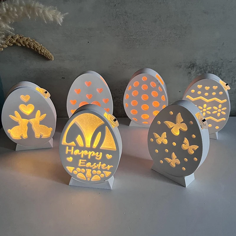 Easter Atmosphere Lamp Silicone Mold Hollow Easter Egg Rabbit Butterfly Love Mirror Silicone Dropping Mold Easter Egg Mould