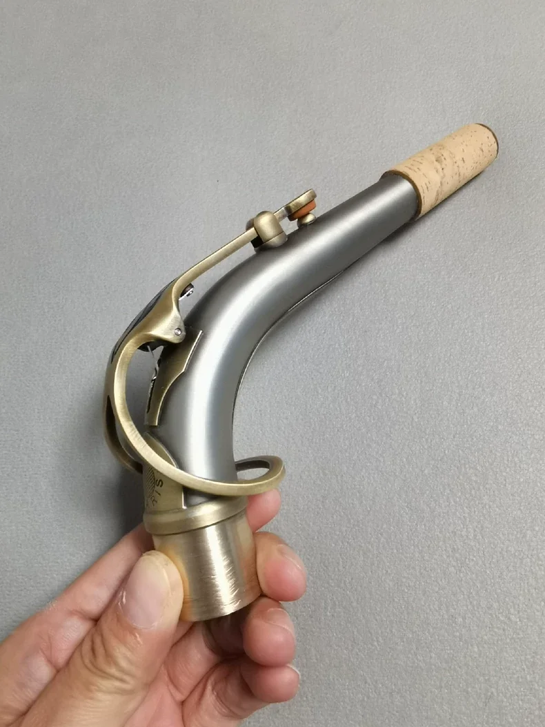 24.5mm Outer Diameter White Copper Threaded Curved Neck Antique Finish For Eb Alto Saxophone Tone Upgrade Replacement Part
