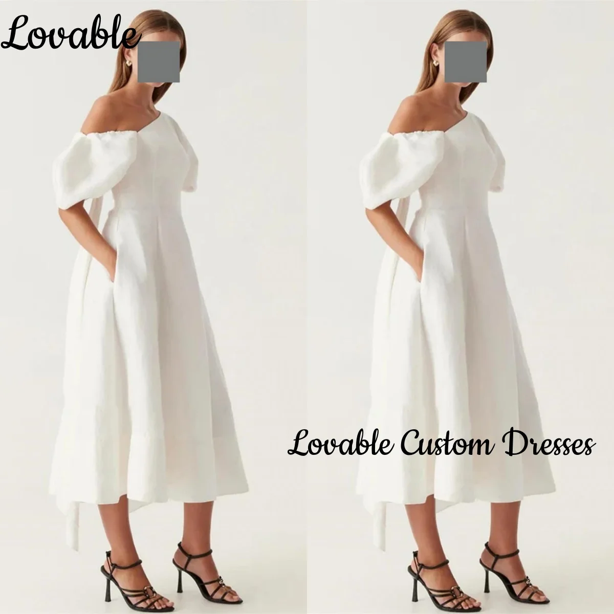 

Dubai Luxury Evening Dress A-Line One-Shoulder Formal Occasion Dresses Ankle-Length Ruffle Zipper Up Short Sleeves Vestidos De